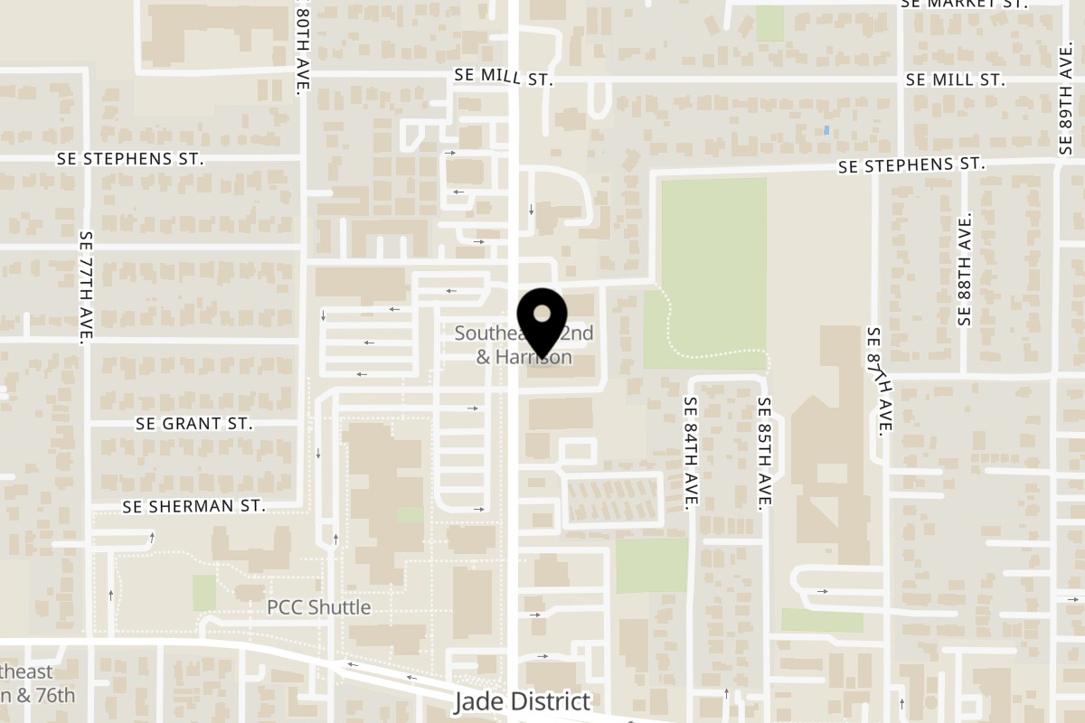 Map showing the location of My Brother's Crawfish on 8230 SE Harrison St #315 in Portland